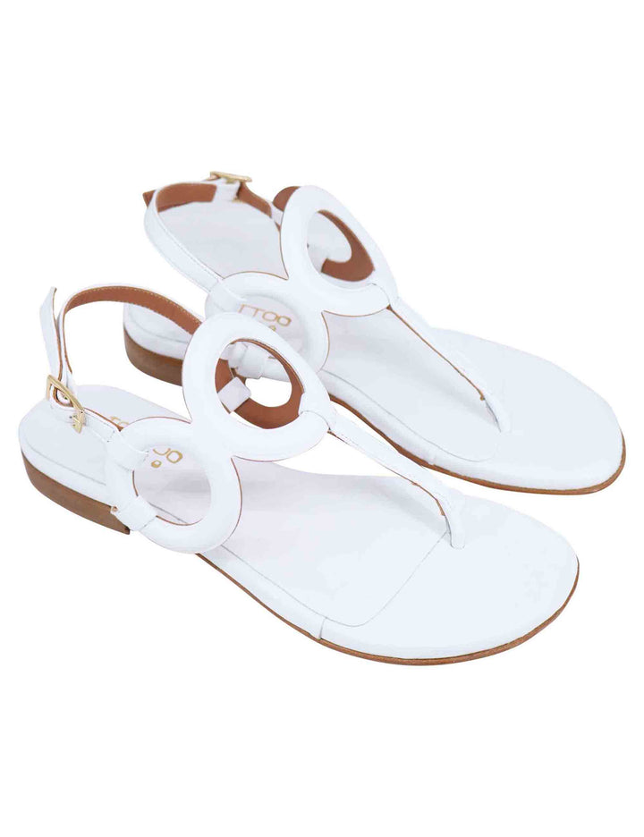 Spatarella Sandali infradito slingback donna in pelle bianca con punta tonda e tacco basso 2025
