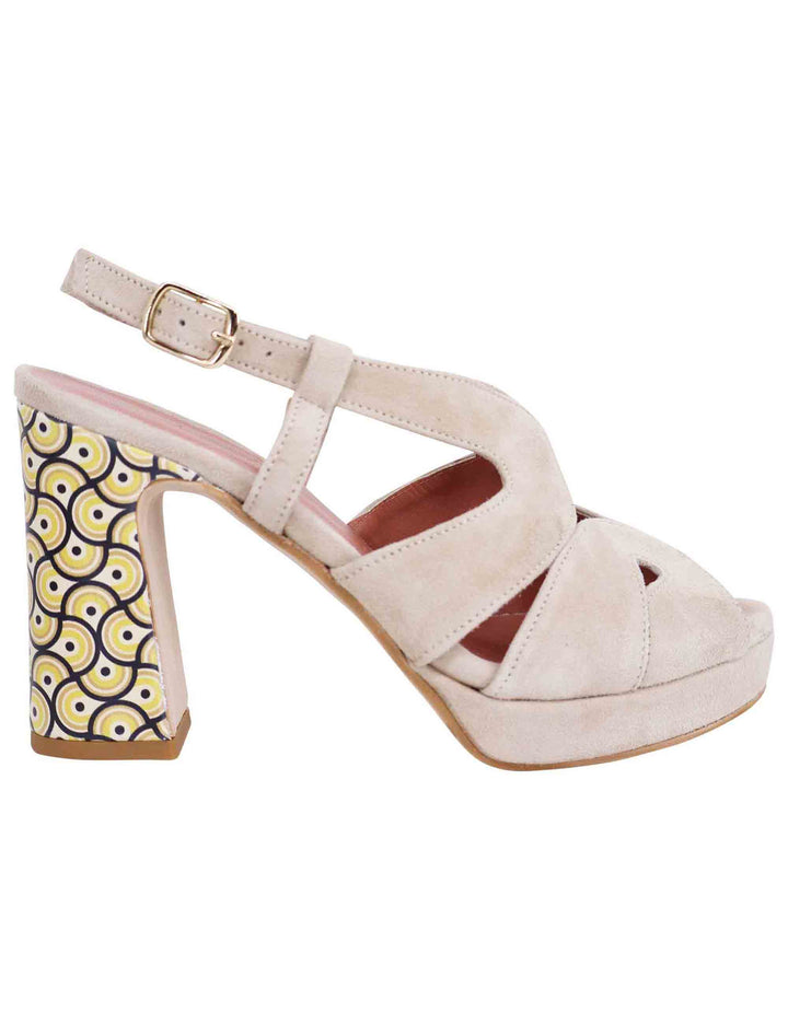 Spatarella Sandali slingback donna in camoscio sabbia con tacco alto e plateau 2025