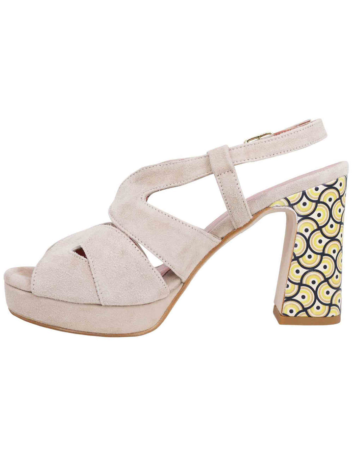 Spatarella Sandali slingback donna in camoscio sabbia con tacco alto e plateau 2025
