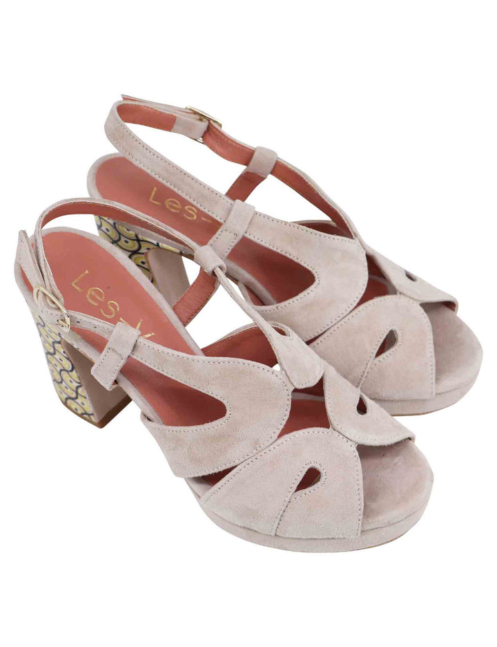 Spatarella Sandali slingback donna in camoscio sabbia con tacco alto e plateau 2025