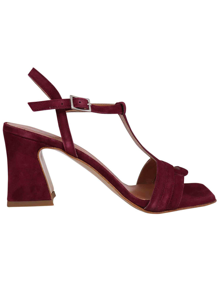 Spatarella Sandali slingback donna in camoscio bordeaux con punta quadra Nuovo