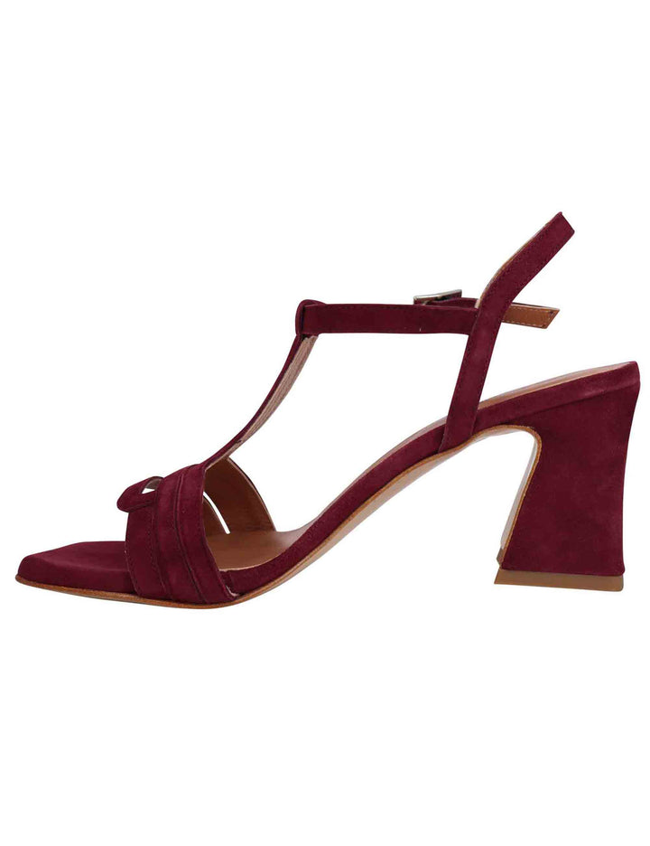 Spatarella Sandali slingback donna in camoscio bordeaux con punta quadra Nuovo