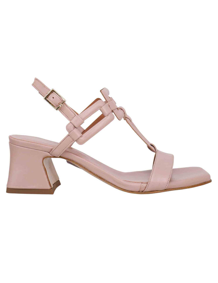 Spatarella Sandali sligback donna in pelle cipria con punta quadra e tacco in pelle Qualità