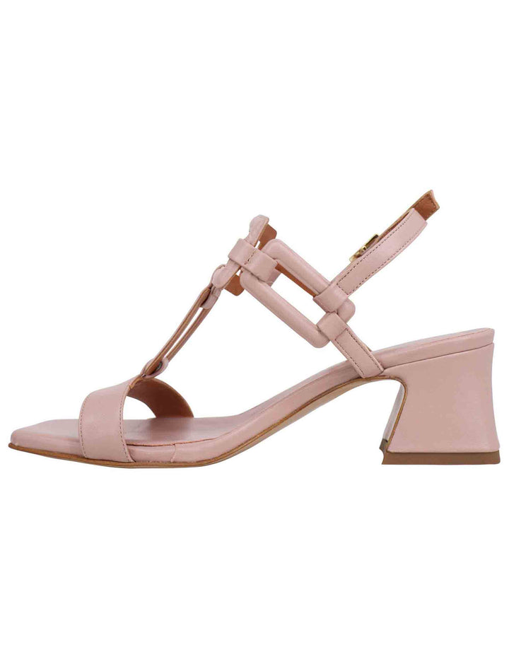 Spatarella Sandali sligback donna in pelle cipria con punta quadra e tacco in pelle Qualità