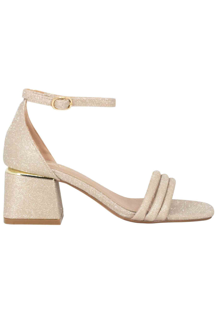 Spatarella Sandali donna in tessuto glitter oro con tallone chiuso e cinturino alla caviglia Consegna Veloce