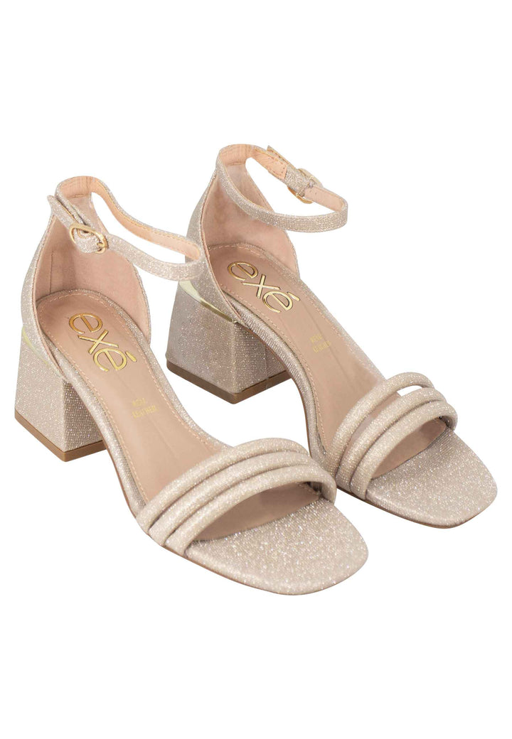Spatarella Sandali donna in tessuto glitter oro con tallone chiuso e cinturino alla caviglia Consegna Veloce