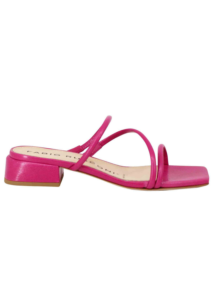Spatarella Sandali donna in pelle fuxia con tacco basso e punta quadra Cyber Monday