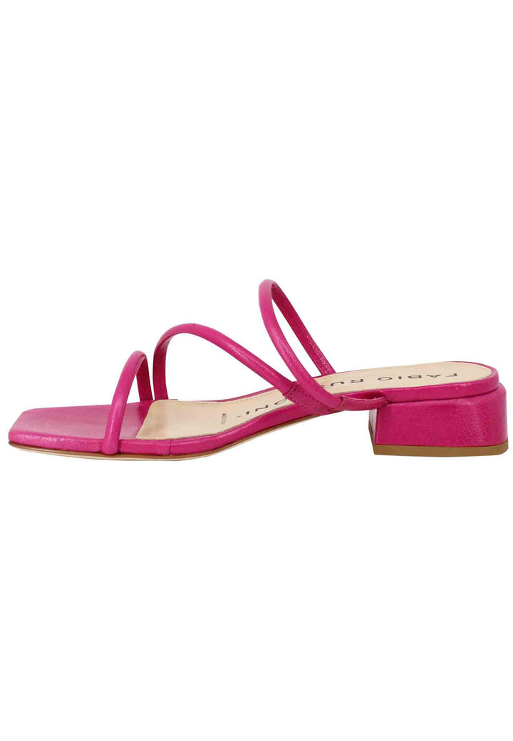 Spatarella Sandali donna in pelle fuxia con tacco basso e punta quadra Cyber Monday