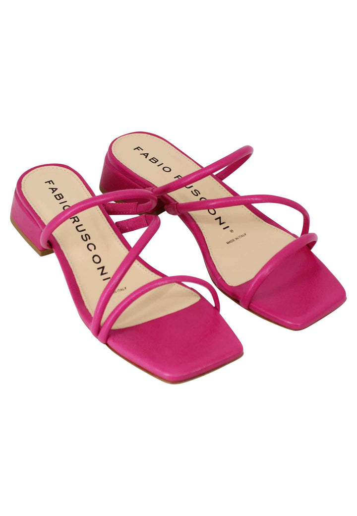 Spatarella Sandali donna in pelle fuxia con tacco basso e punta quadra Cyber Monday