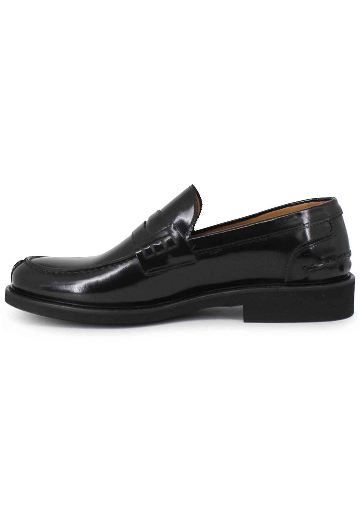 Spatarella Mocassini uomo in pelle nera con suola cucita in gomma ultra leggera In Vendita