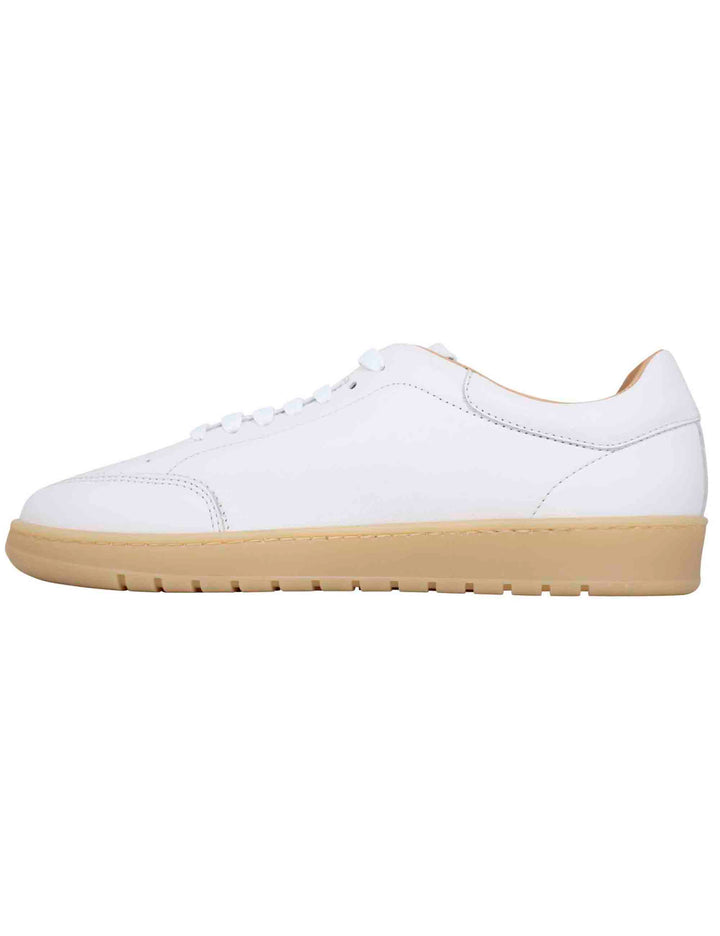 Spatarella Sneakers uomo in pelle bianca con suola in gomma ambra Vendita Economica