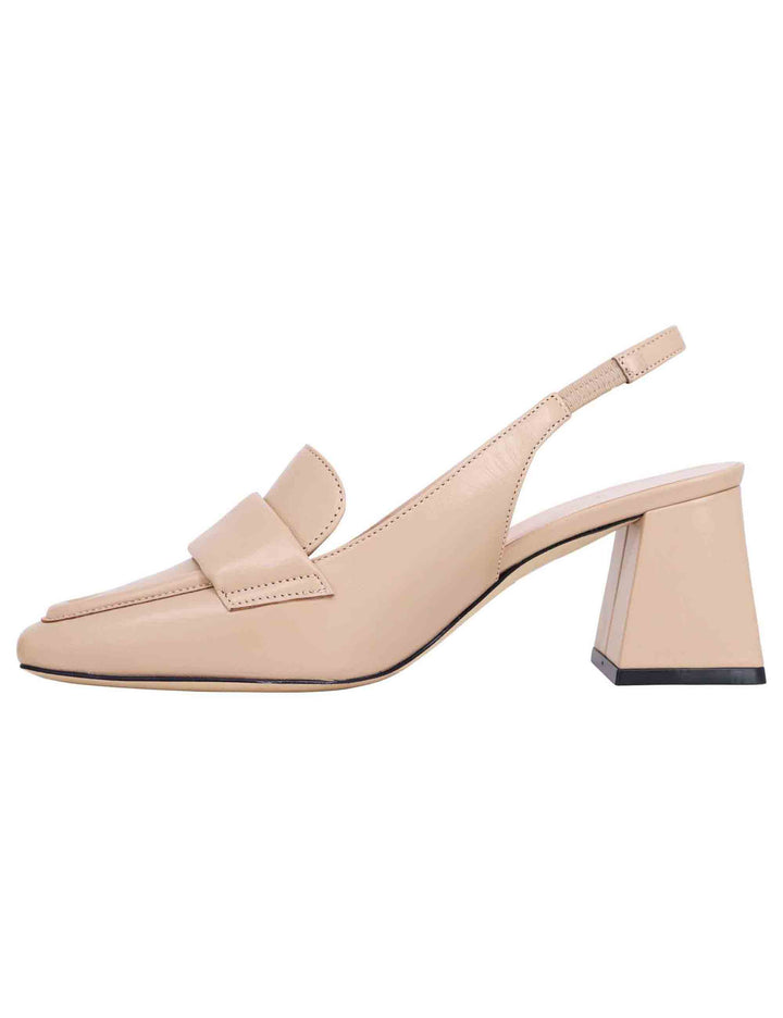 Spatarella Decollete slingback donna in pelle cipria con punta quadra Soddisfazione Garantita