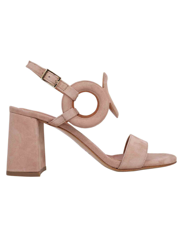 Spatarella Sandali slingback donna in camoscio beige con tacco alto e punta tonda Qualità Garantita