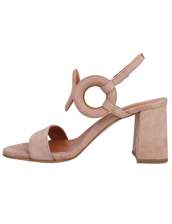 Spatarella Sandali slingback donna in camoscio beige con tacco alto e punta tonda Qualità Garantita