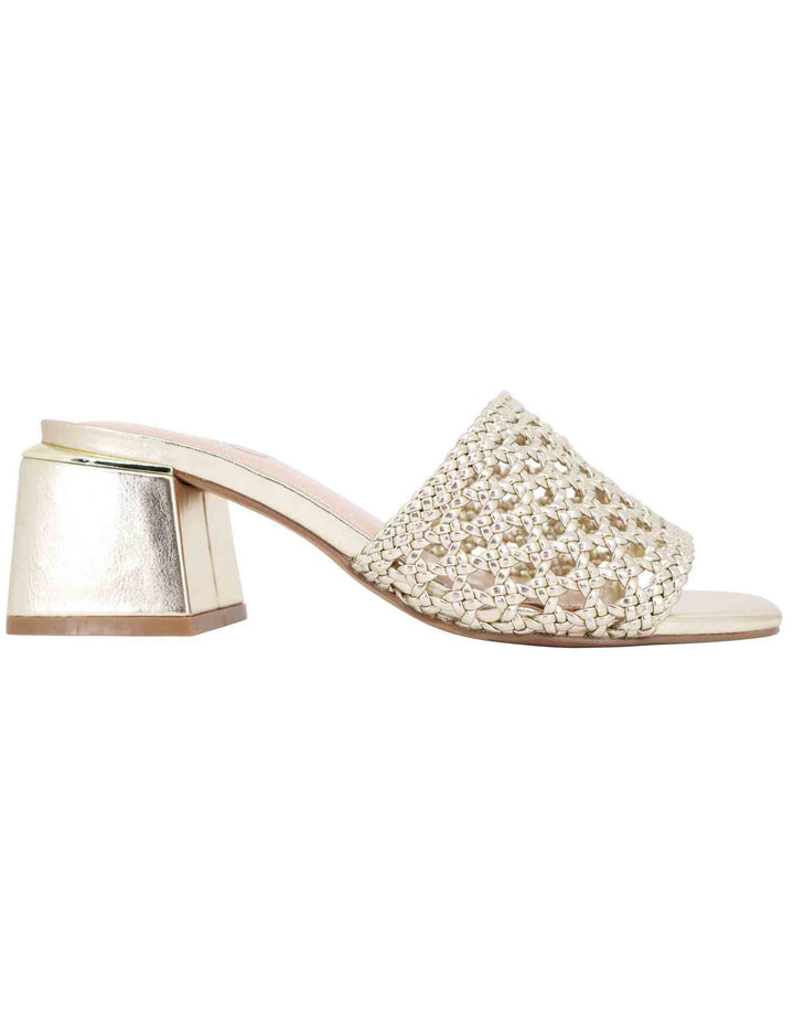 Spatarella Sandali donna in eco pelle oro intrecciata con punta quadra Consegna Veloce