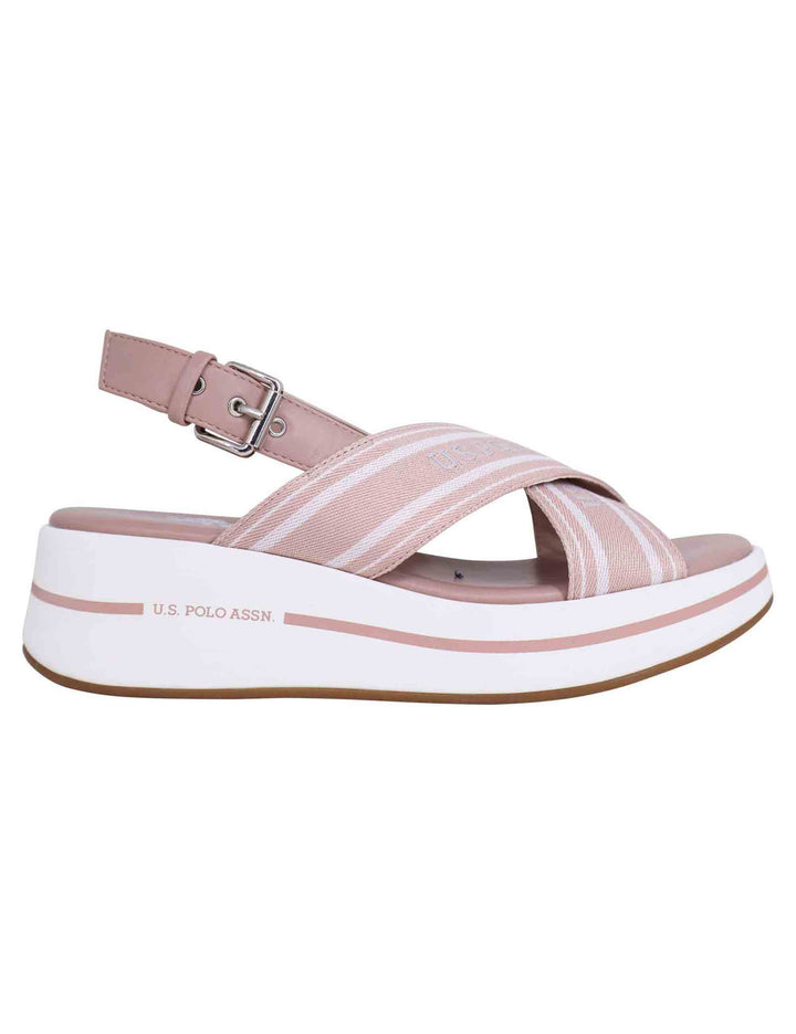 Spatarella Sandali slingback donna in tessuto nude con zeppa in gomma Super sconto