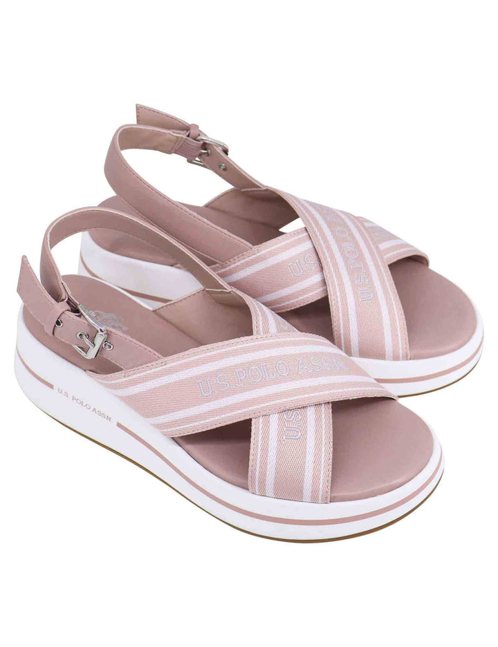 Spatarella Sandali slingback donna in tessuto nude con zeppa in gomma Super sconto
