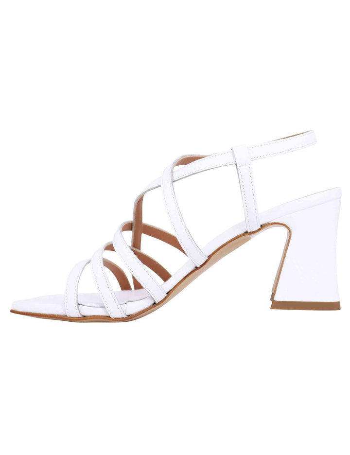 Spatarella Sandali slingback donna in pelle bianca con tacco alto e punta quadra Novità