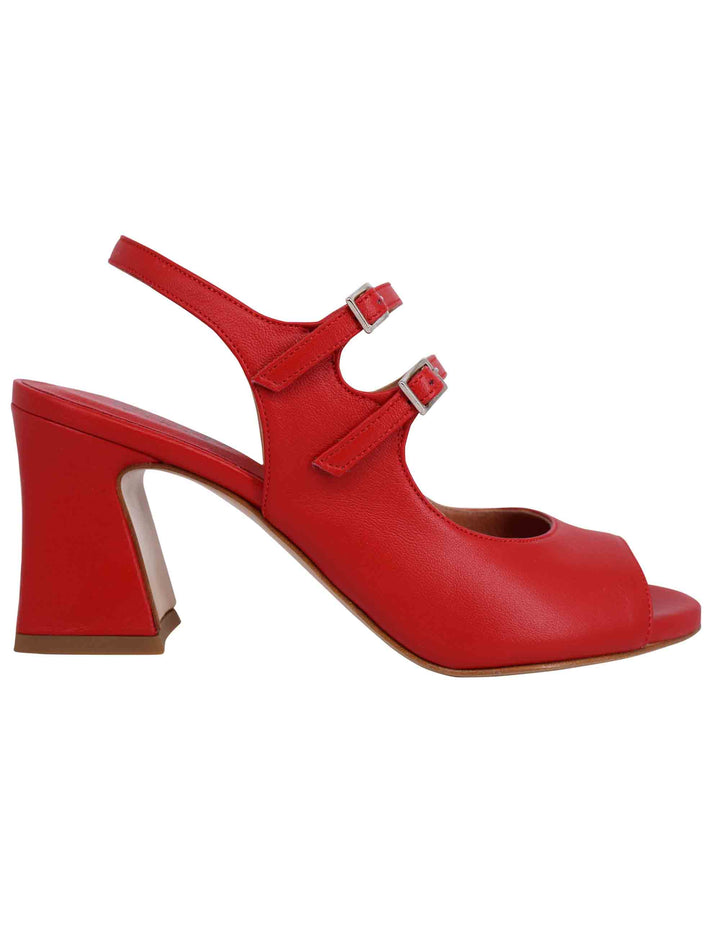 Spatarella Sandali slingback donna in pelle rossa con cinturini punta tonda e tacco alto Presa