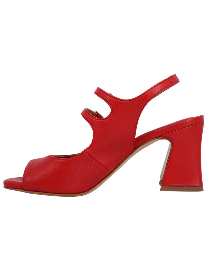 Spatarella Sandali slingback donna in pelle rossa con cinturini punta tonda e tacco alto Presa