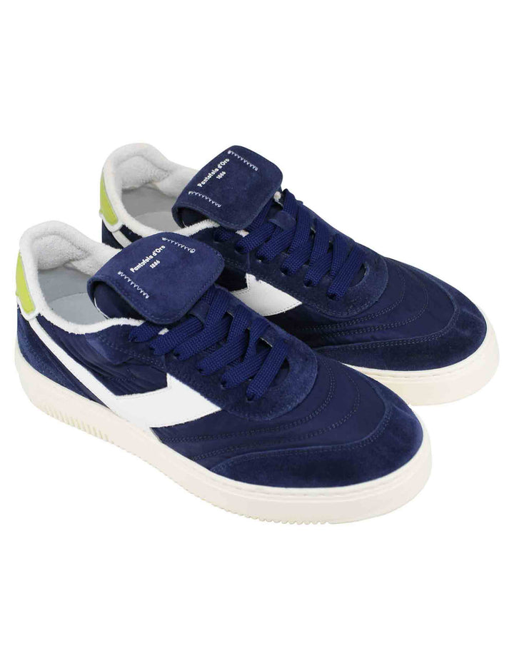 Spatarella Sneakers uomo Pdo in pelle e tessuto blu Saldi Di Fabbrica
