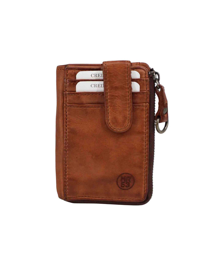 Spatarella Portacarte uomo con zip in pelle vintage cuoio Spedizione Gratuita