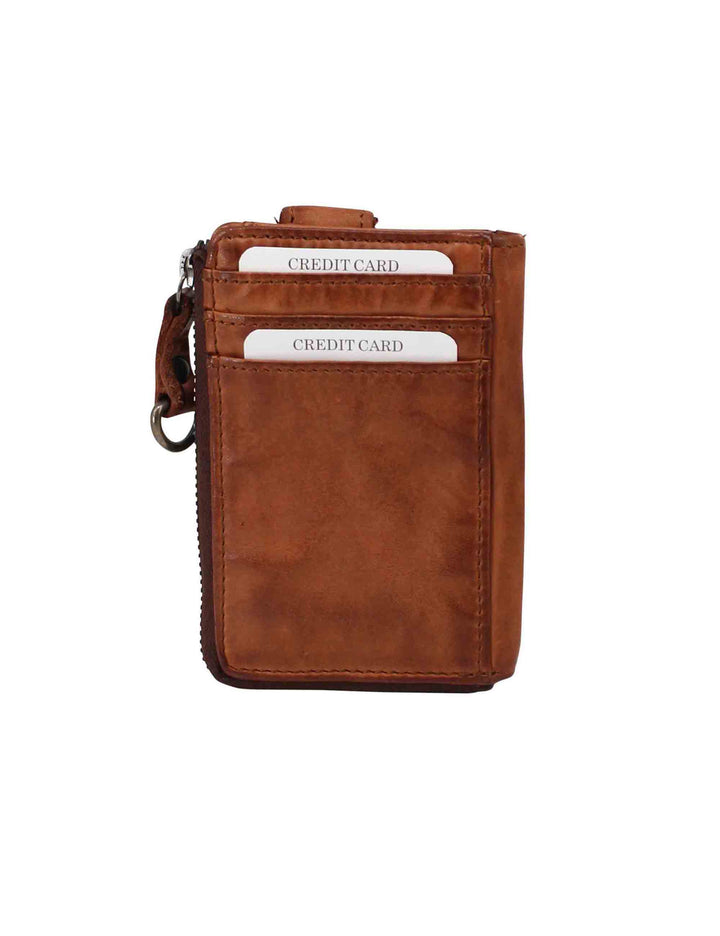 Spatarella Portacarte uomo con zip in pelle vintage cuoio Spedizione Gratuita