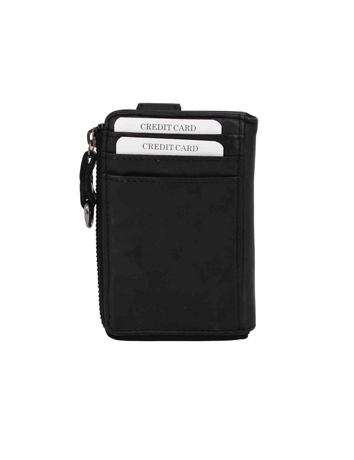 Spatarella Portacarte uomo con zip in pelle vintage nero Negozi Online