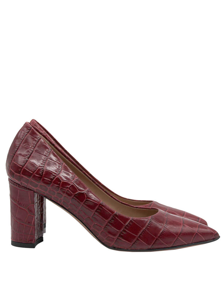 Spatarella Calzature Donna Décolleté in Pelle Stampata Cocco di Colore Rosso Tacco Alto Shopping Online