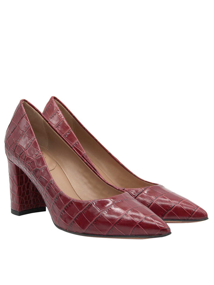 Spatarella Calzature Donna Décolleté in Pelle Stampata Cocco di Colore Rosso Tacco Alto Shopping Online