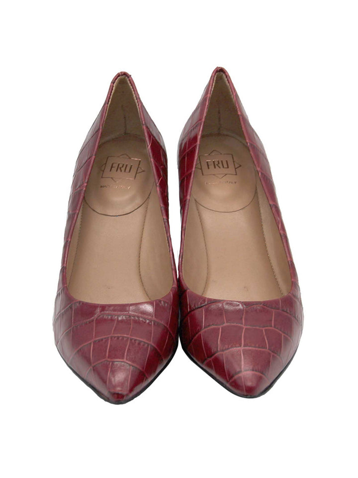 Spatarella Calzature Donna Décolleté in Pelle Stampata Cocco di Colore Rosso Tacco Alto Shopping Online