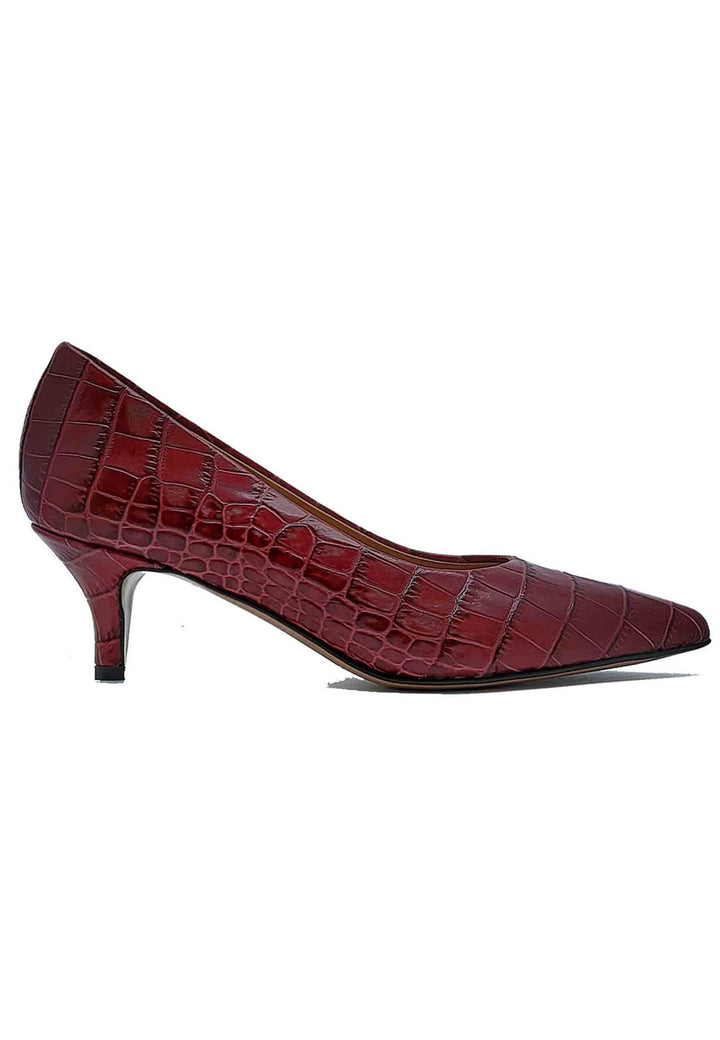Spatarella Calzature Donna Décolleté in Pelle Stampta Cocco Rosso con Punta a Punta Affare Del Giorno
