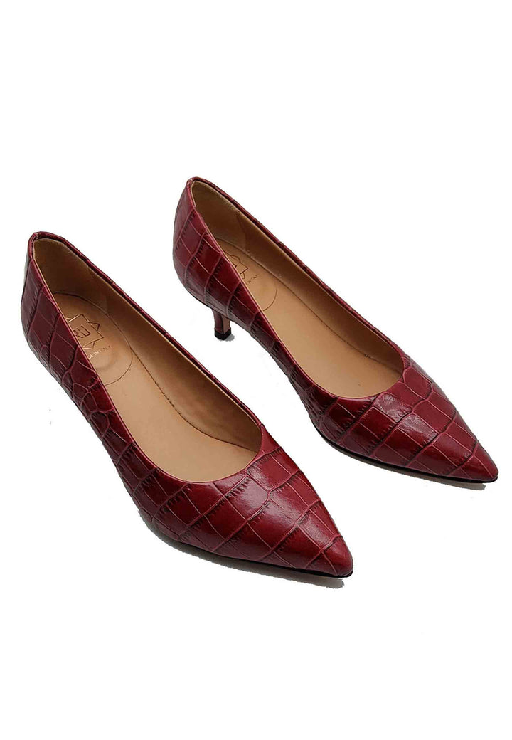 Spatarella Calzature Donna Décolleté in Pelle Stampta Cocco Rosso con Punta a Punta Affare Del Giorno