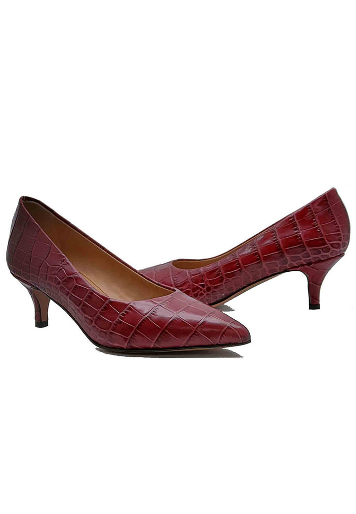 Spatarella Calzature Donna Décolleté in Pelle Stampta Cocco Rosso con Punta a Punta Affare Del Giorno