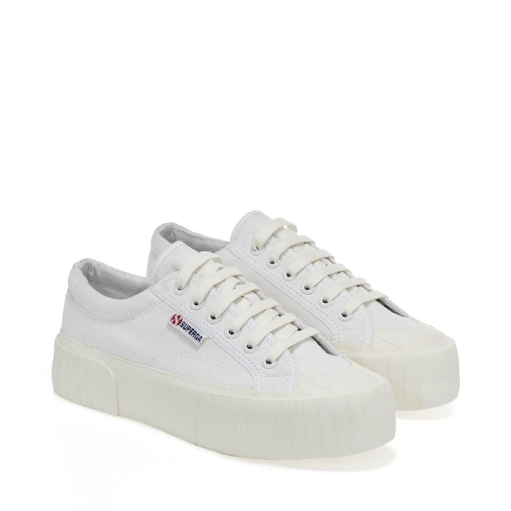 Superga 2631 STRIPE PLATFORMWHITE-WHITE AVORIO Sottocosto
