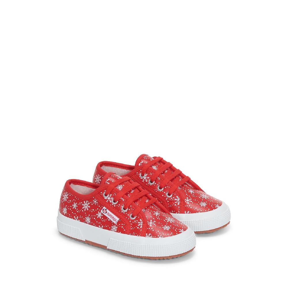Superga 2750 KIDS VEGAN MATERIAL SNOWFLAKESRED-SNOWFLAKES Vendita Calda