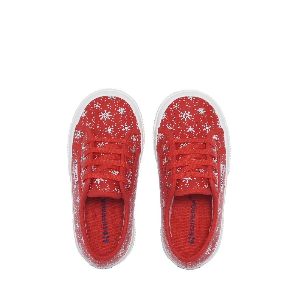Superga 2750 KIDS VEGAN MATERIAL SNOWFLAKESRED-SNOWFLAKES Vendita Calda