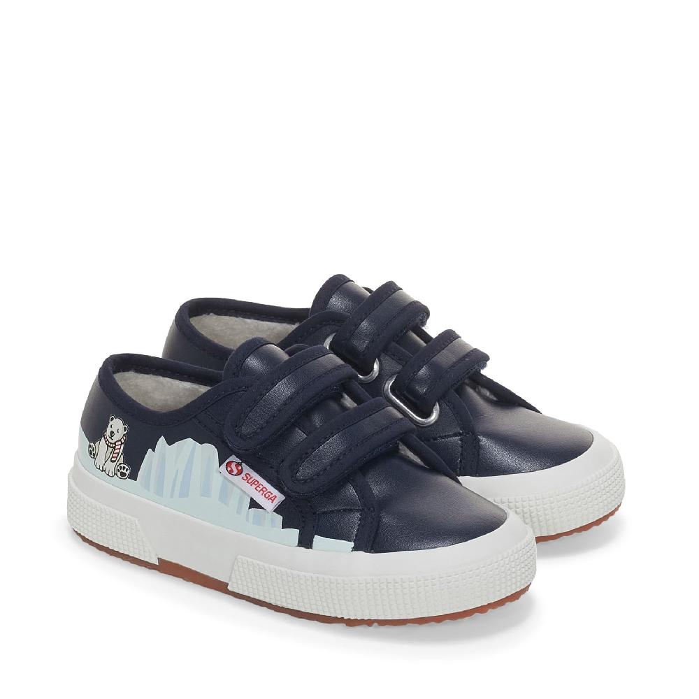 Superga 2750 KIDS STRAPS VEGAN MATERIAL POLAR BEARBLUE NAVY-POLAR BEAR Vendita Economica