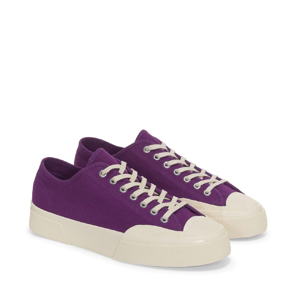 Superga 2432 WORKS LOW CUT COTTON CANVASPURPLE-OFF WHITE Nuovo