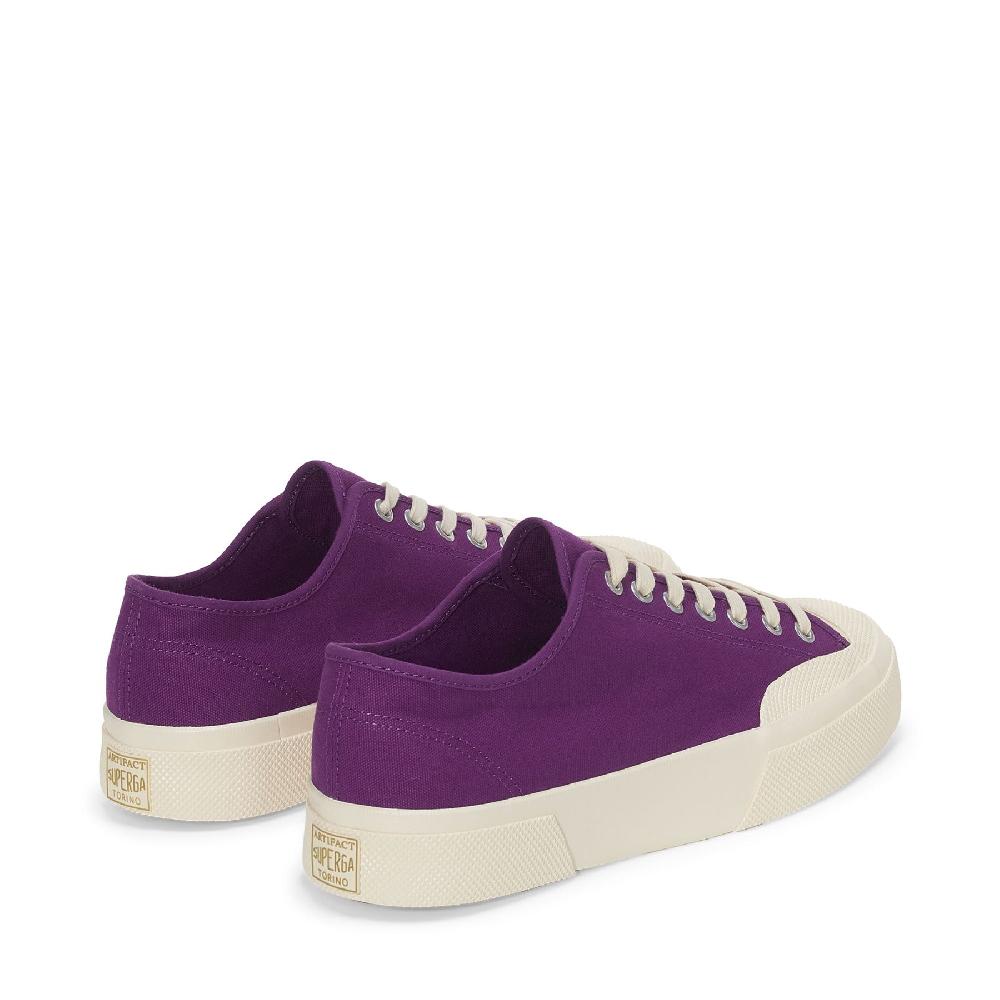 Superga 2432 WORKS LOW CUT COTTON CANVASPURPLE-OFF WHITE Nuovo