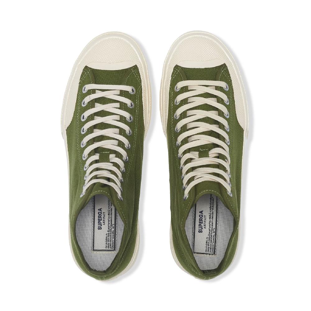 Superga 2433 WORKS HIGH CUT COTTON CANVASGREEN-OFF WHITE Qualità