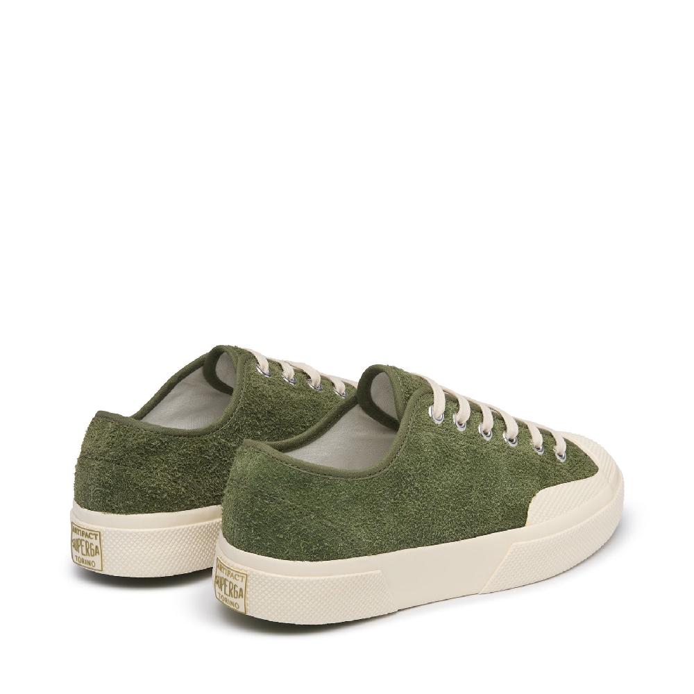 Superga 2432 WORKS HAIRY SUEDEMILITARY GREEN-OFF WHITE Promozione