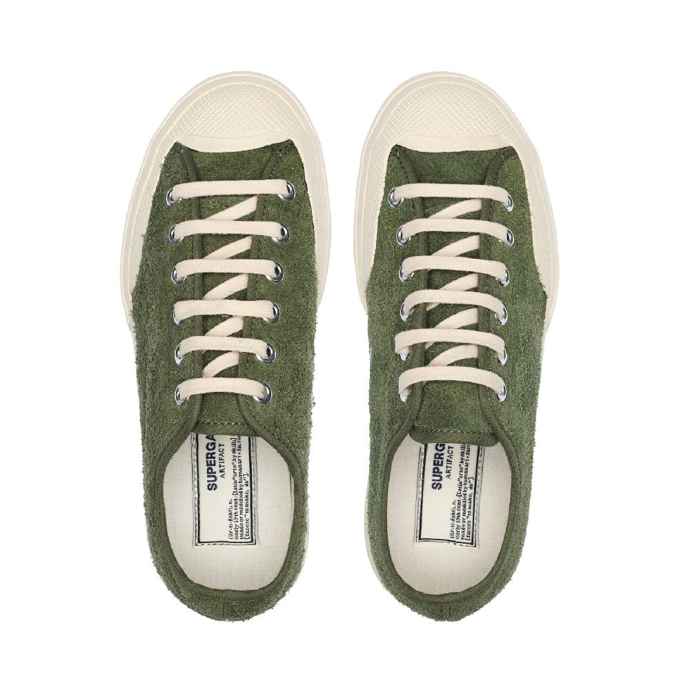 Superga 2432 WORKS HAIRY SUEDEMILITARY GREEN-OFF WHITE Promozione