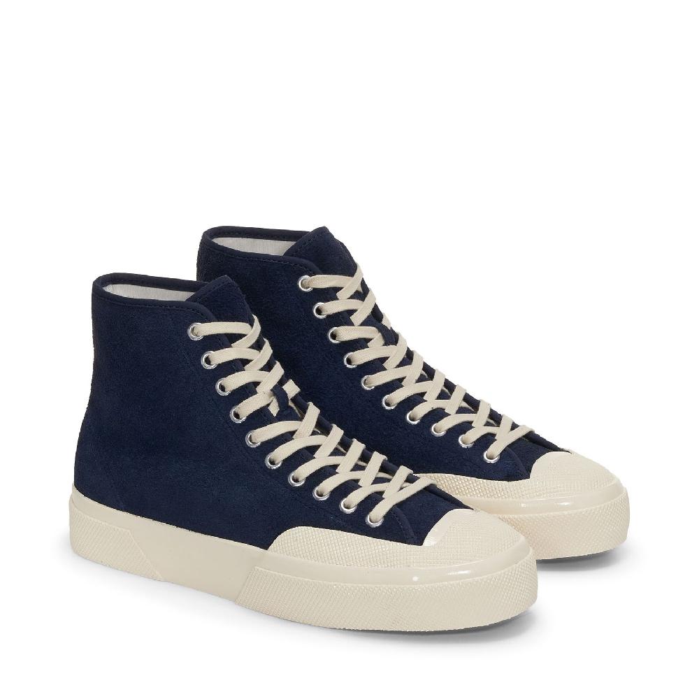 Superga 2433 WORKS HAIRY SUEDENAVY-OFF WHITE Spedizione Gratuita