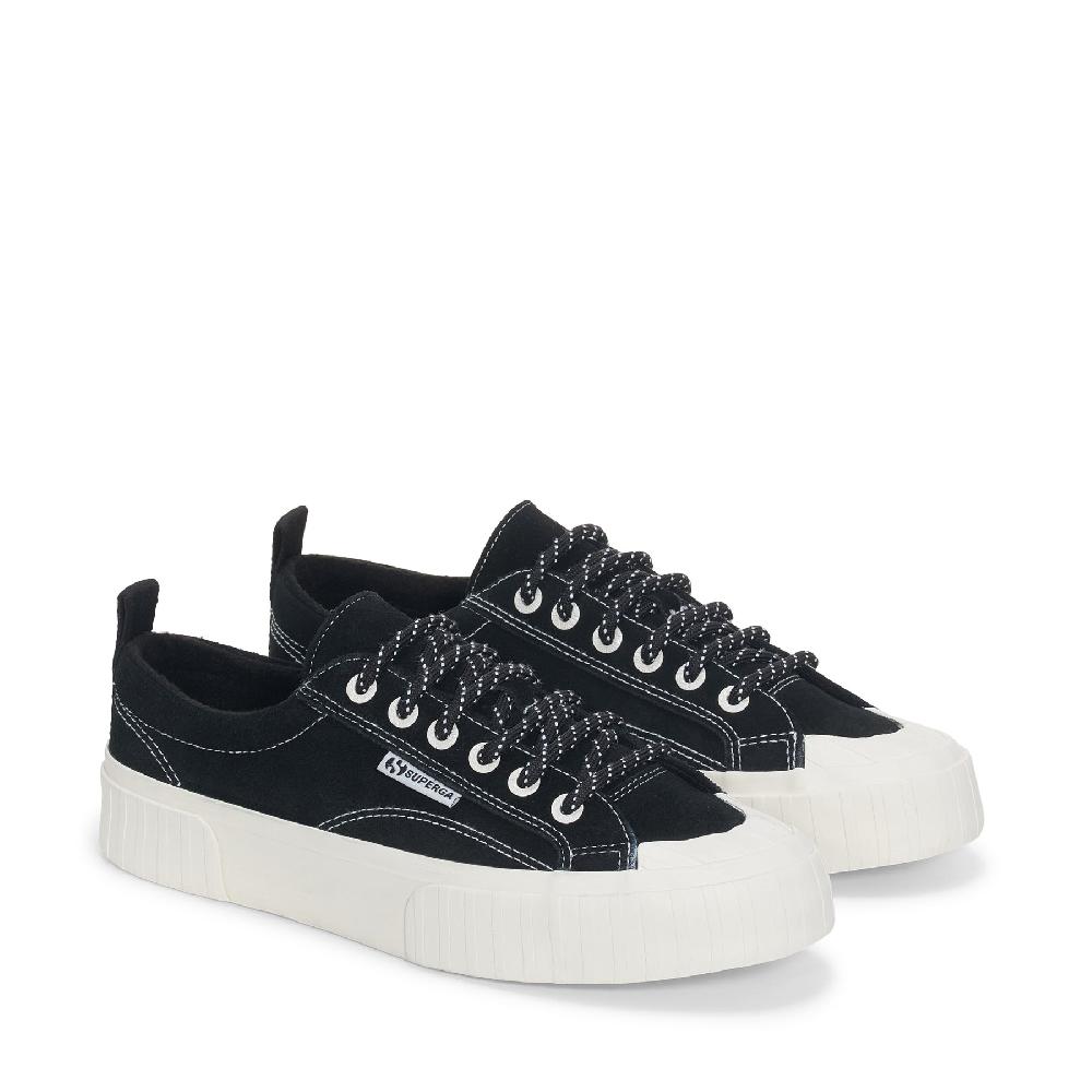 Superga 2630 STRIPE SUEDE CONTRAST STITCHINGBLACK-WHITE AVORIO-FAVORIO Novità