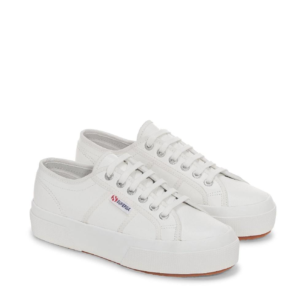 Superga 2740 PLATFORM TUMBLED LEATHERWHITE Soddisfazione Garantita