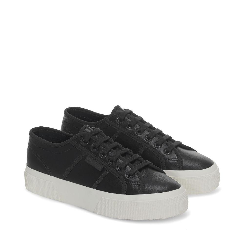 Superga 2740 PLATFORM TUMBLED LEATHERBLACK BRISTOL-FAVORIO Acquista Ora