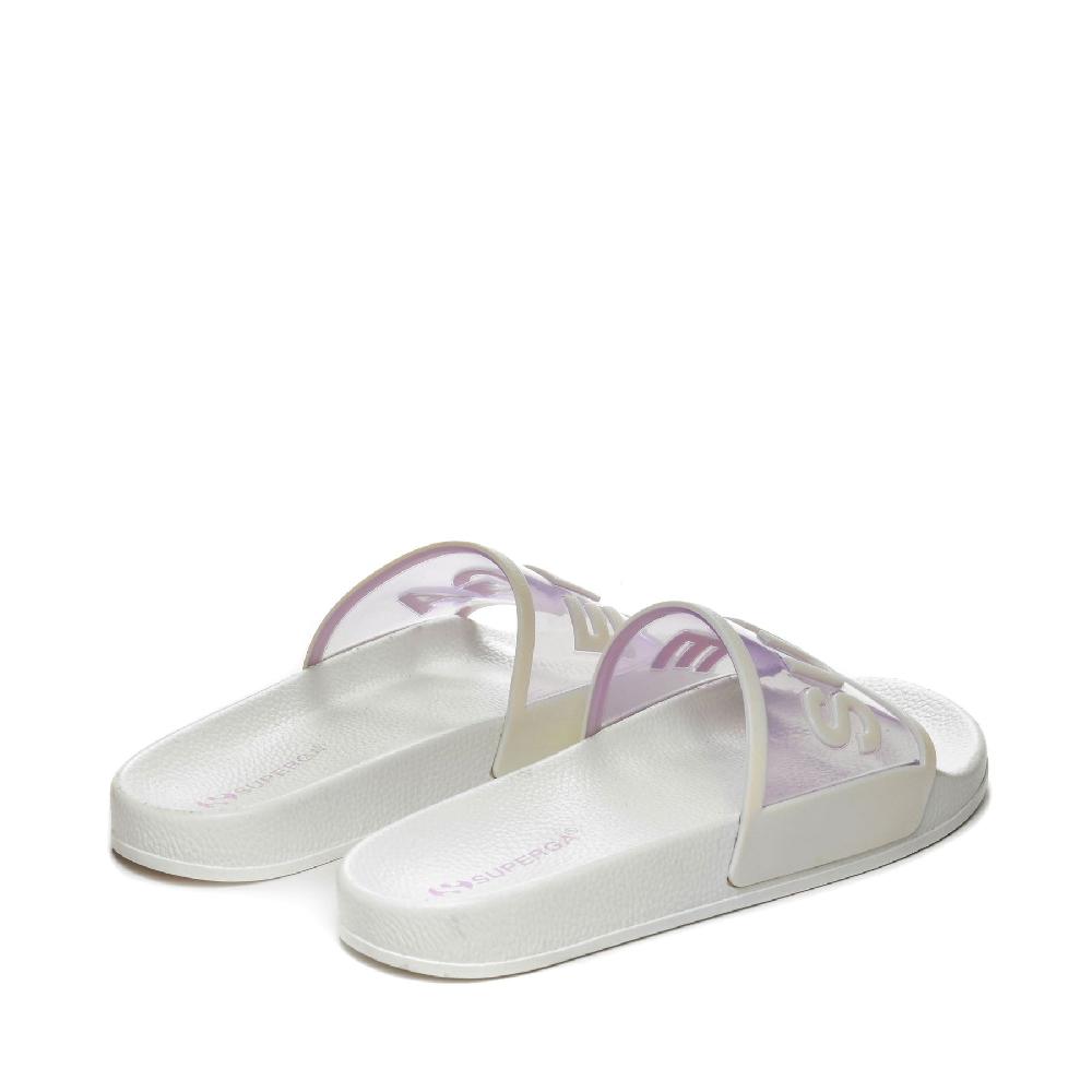 Superga 1908 SLIDES CLEAR IDENTITYWHITE AVORIO-VIOLET LILLA Fino Al -60%
