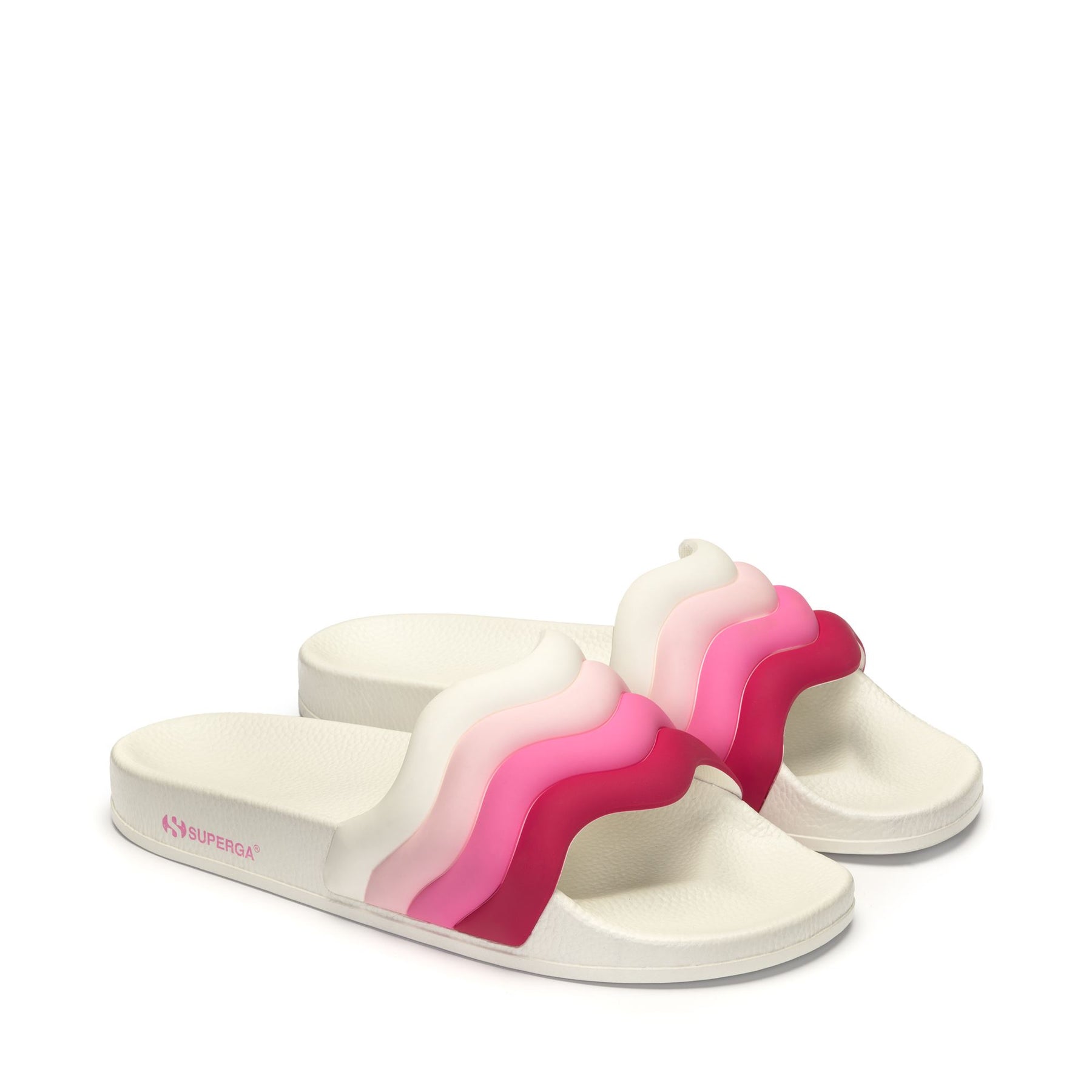 Superga 1908 SLIDES CURLY PADDED STRIPESWHITE-SHADED PINK Economico