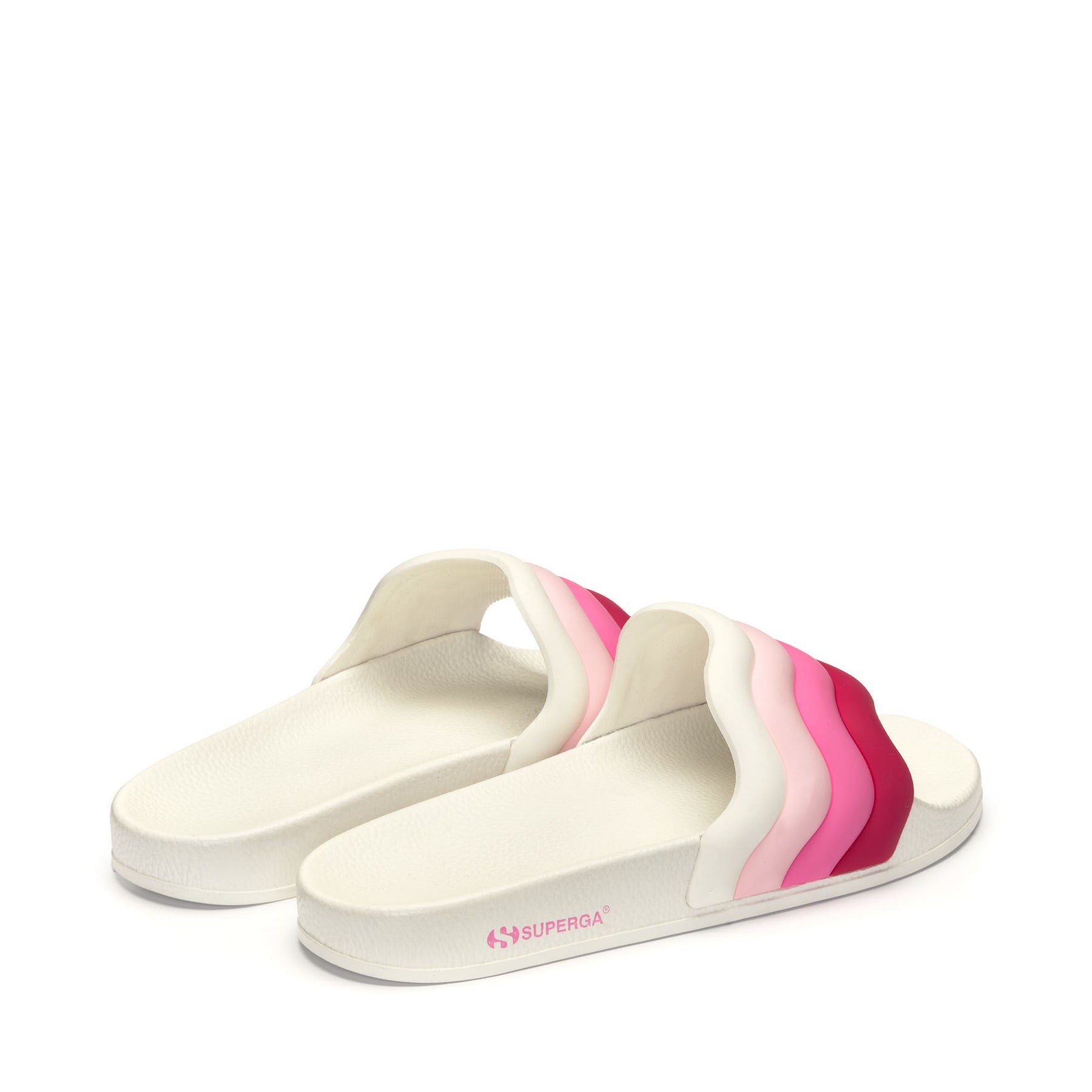 Superga 1908 SLIDES CURLY PADDED STRIPESWHITE-SHADED PINK Economico